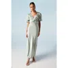 Oasis Satin Midi Bridesmaids Dress In Gray