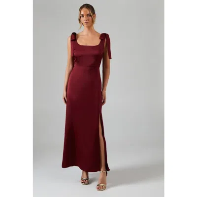 Oasis Satin Midi Tie Shoulder Bridesmaid Dress In Animal Print