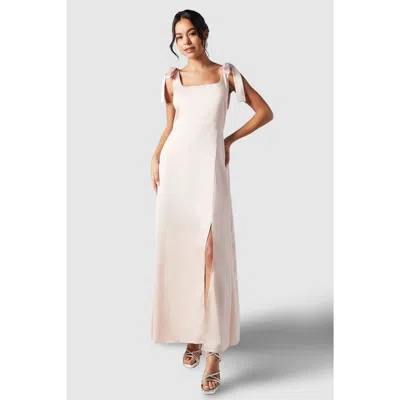 Oasis Satin Midi Tie Shoulder Bridesmaid Dress In Gold