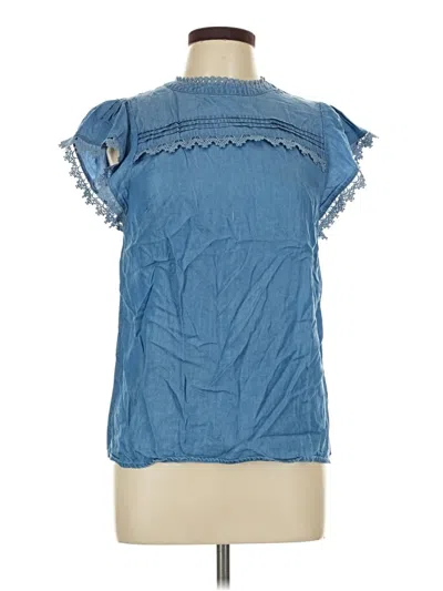 Pre-owned Oasis Short Sleeve Blouse In Blue