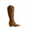 Oasis Society Samara Embroidered Western Tall Boot In Brown In Brown