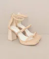 OASIS SOCIETY THE AISA STRAPPY PLATFORM HEELS IN BEIGE