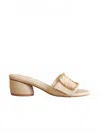 Oasis Society Tucson Low Heel Sandal With Bamboo Buckle In Beige In Brown