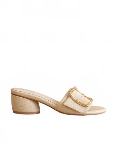 Oasis Society Tucson Low Heel Sandal With Bamboo Buckle In Beige In Brown