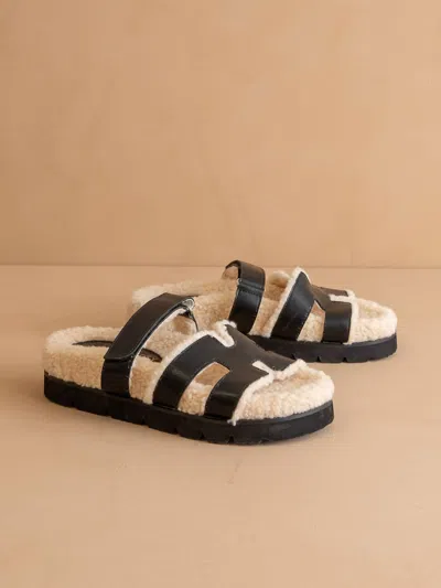 Oasis Society Women's Alpine Faux Shearling Sandals In Black