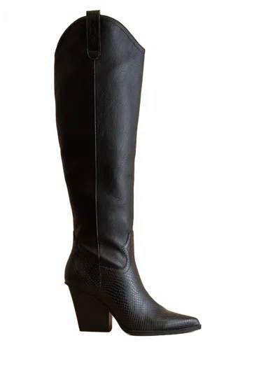 Oasis Society Women's Barcelona Knee High Western Boot In Black