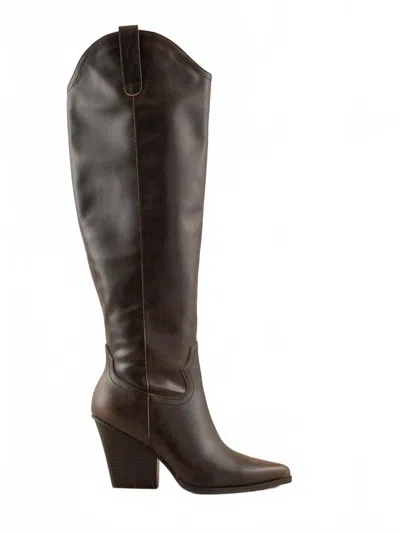 Oasis Society Women's Barcelona Knee High Western Boot In Brown In Multi