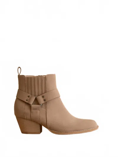 Oasis Society Women's Caleb Paneled Moto Bootie In Cedarwood In Brown