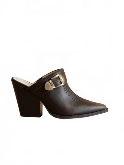 Oasis Society Women's Dixie Western Inspired Mules In Coffee In Animal Print