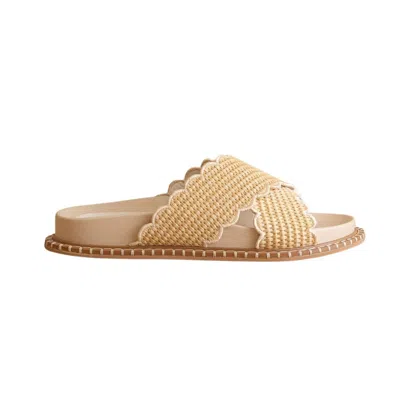 Oasis Society Women's Fabby Double Strap Raffia Slide In Beige In Brown