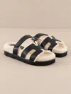 Oasis Society Women's Faux Shearling Slide Sandal In Black