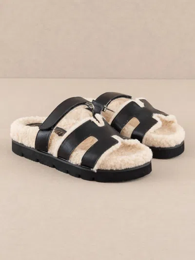 Oasis Society Women's Faux Shearling Slide Sandal In Black