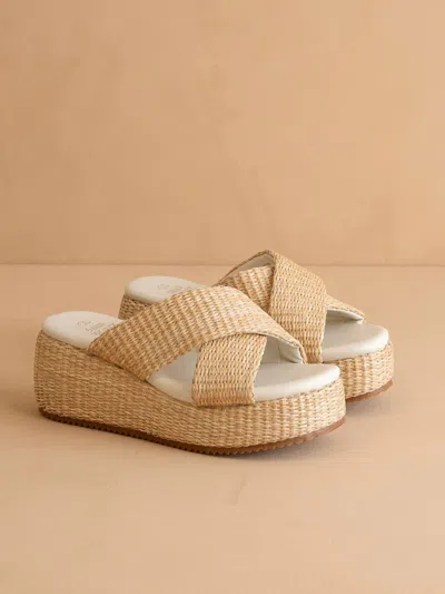Oasis Society Women's Fresno Ratan Slide Sandal In Natural In White
