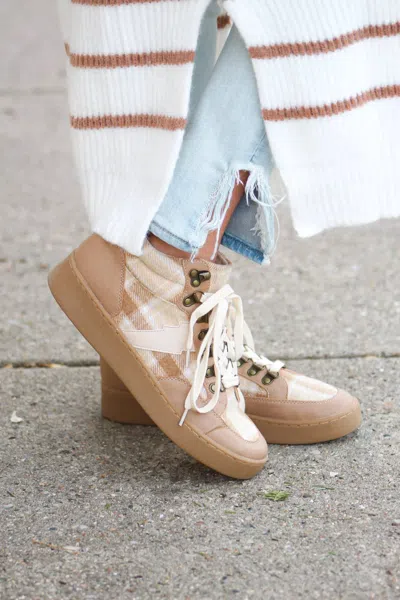 Oasis Society Women's Kaia Plaid Sneaker In Beige In Multi