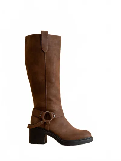 Oasis Society Women's Leanne Moto Knee High Boot In Coffee In Brown