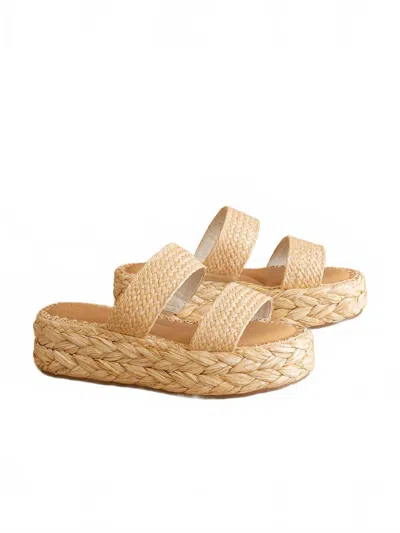 Oasis Society Women Marley Basket Woven Double Strap Platform Slide In Natural In Brown