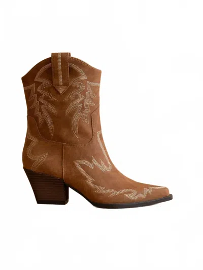 Oasis Society Women's Nantes Western Embroidered Boots In Brown In Blue