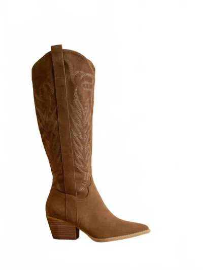 Oasis Society Women's Samara Embroidered Western Boots In Brown