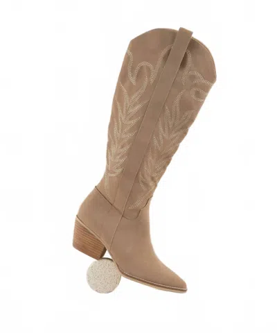 Oasis Society Women's Samara Embroidered Western Tall Boot In Cedar Wood In Nude