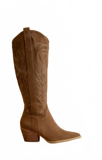 Oasis Society Women's Savannah Embroidered Western Boot In Brown