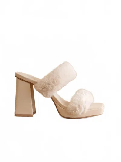 Oasis Society Women's Simone Fuzzy Banded Platform Party Heel In Light Grey In Gray