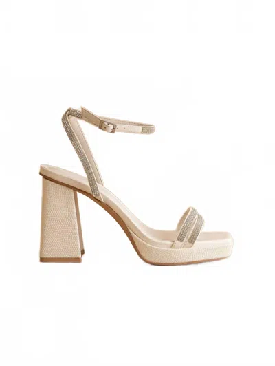 Oasis Society Women's Suva Rhinestone And Reptile Print Strappy Heels In White In Multi