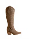 Oasis Society Women's The Faye Knee High Cowboy Boot In Dark Taupe In Nude