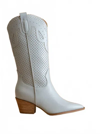 Oasis Society Women's The Gabby Perforated Western Boot In Blue In White