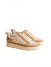 Oasis Society Women's The Janie Sneaker In Camel Tweed Wrapped In Multi