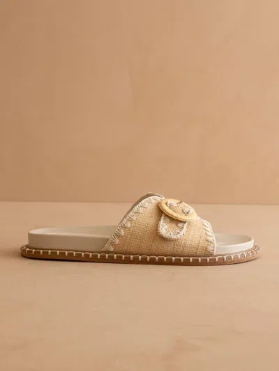 Oasis Society Women's The Sunnie Buckle Slide Slippers In Cream In Animal Print