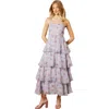 Oasis Tiered Spaghetti Strap Maxi Dress In Purple