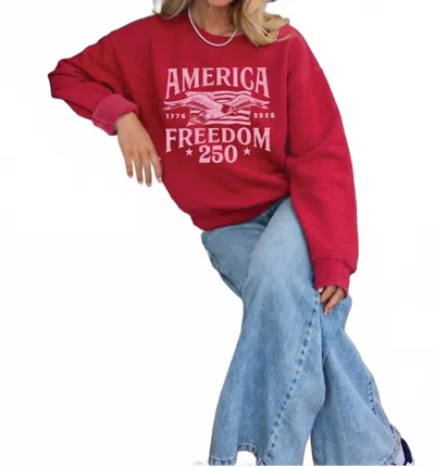 Oat Collective America Freedom 250 Graphic Sweatshirt In Cranberry Heather In Red