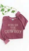 Oat Collective Dibs On The Cowboy Sweatshirt - Unisex In Heather Red In Multi