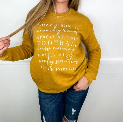 Oat Collective Fall Things Long Sleeve Graphic Crewneck Sweatshirt In Yellow