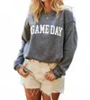 Oat Collective Game Day Graphic Sweatshirt In Dark Grey In Blue