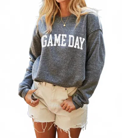 Oat Collective Game Day Graphic Sweatshirt In Dark Grey In Blue