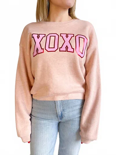 Oat Collective Haisley Boxy Xoxo Foil Sweatshirt In Rose In Black