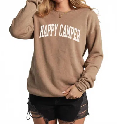 Oat Collective Happy Camper Sweatshirt In Beach Sand In Brown