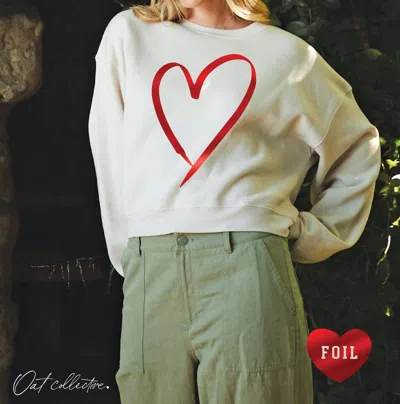 Oat Collective Heartfoil Mid Graphic Sweatshirt In Heather Dust In Multi