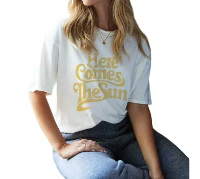 Oat Collective Here Comes The Sun Mineral Washed Graphic Tee In Cream In Purple