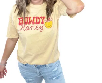 Oat Collective Howdy Honey Mineral Washed Graphic Tee In Golden In Yellow