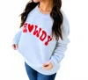 Oat Collective Howdy Lonbg Lseeve Crew Neck Sweatshirt In White Heather In Blue