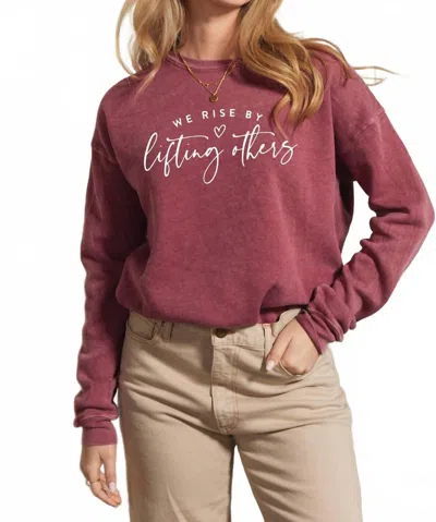Oat Collective Life Is Better Mineral Sweatshirt In Maroon In Red
