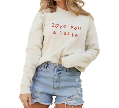 Oat Collective Love You A Latte Sweatshirt In Vintage White Long Sleeve In Multi