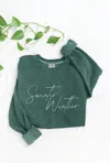 OAT COLLECTIVE MINERAL GRAPHIC SWEATSHIRT IN DUSTY FOREST