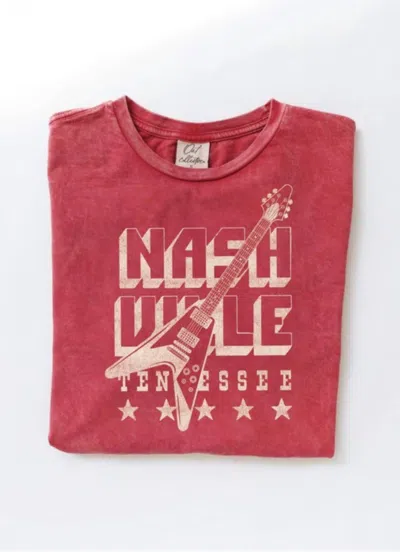 Oat Collective Nashville Tenneesee Mineral Wash Graphic Tee In Cardinal In Red