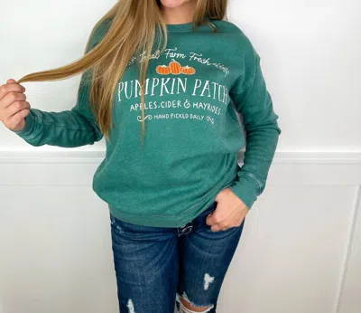 Oat Collective Pumpkins Long Sleeve Graphic Crewneck Sweatshirt In Teal In Green