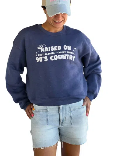 Oat Collective Raised On 90's Country Sweatshirt In Navy In Blue