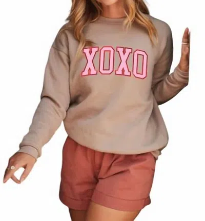 Oat Collective Unisex - Xoxo Foil Sweatshirt In Tan In Multi