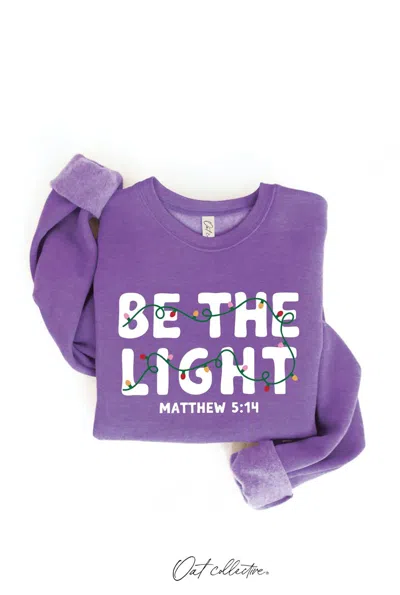 Oat Collective Unisex Be The Light Graphic Sweatshirt In Heather Purple
